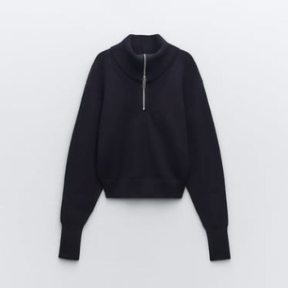 Women's Zara Knit Zip Sweater - Navy - Size Large (runs small)
